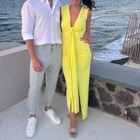 Susana Monaco Tie Front Gathered Dress in Glow - Picture 2 of 5